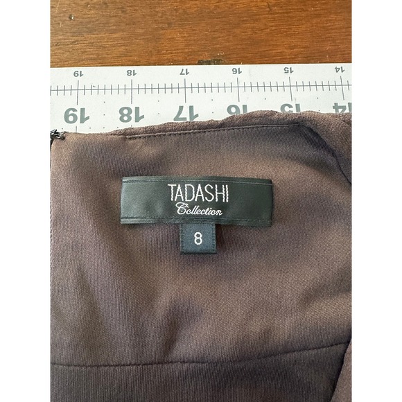 Tadashi Collection Brown Evening‎ Gown Maxi Dress Pleated Rhinestone Formal - Picture 7 of 14